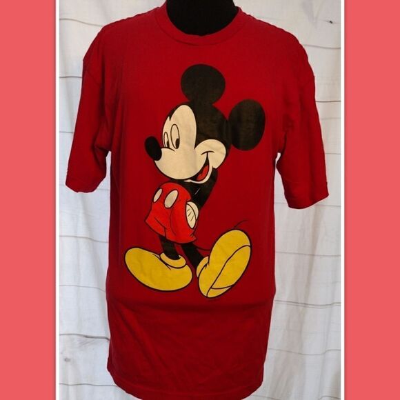 Mickey mouse Disney tshirt red classic Disney 80s 90s Size Large - Picture 1 of 4
